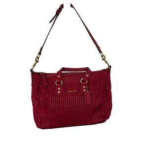 Coach gathered leather Ashley Satchel F23966 Raspberry